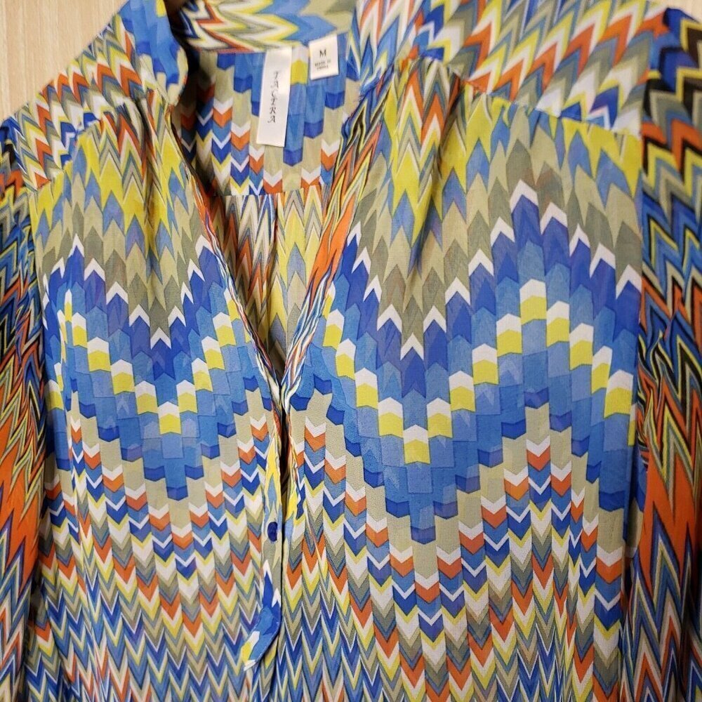 Tacera Multicolor Chevron Tunic Top - Picture 3 of 6